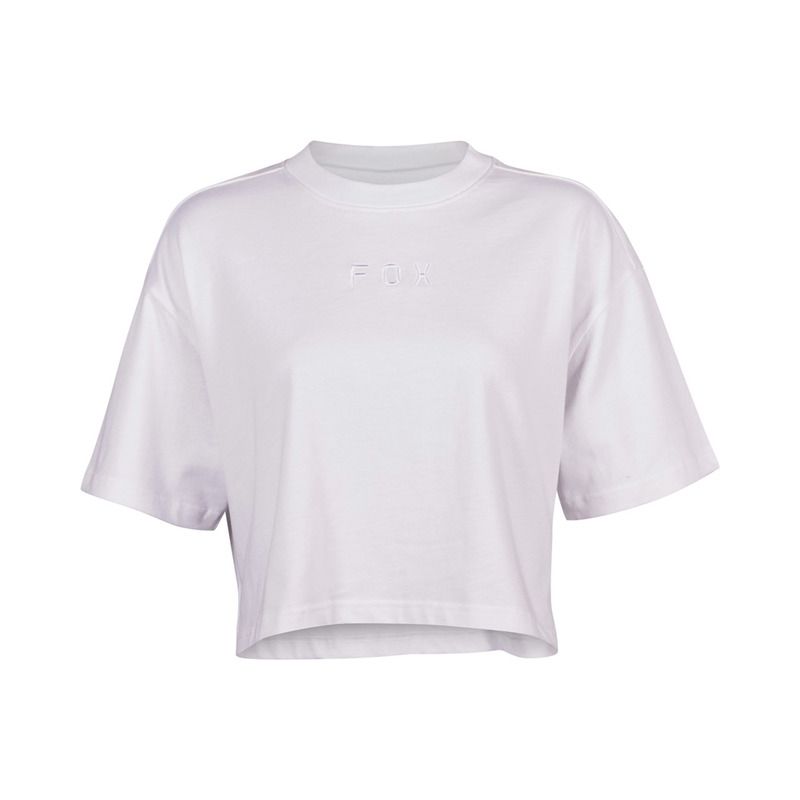T-SHIRT DAMSKI FOX WORDMARK OS CROP WHITE  ENDURO CROSS