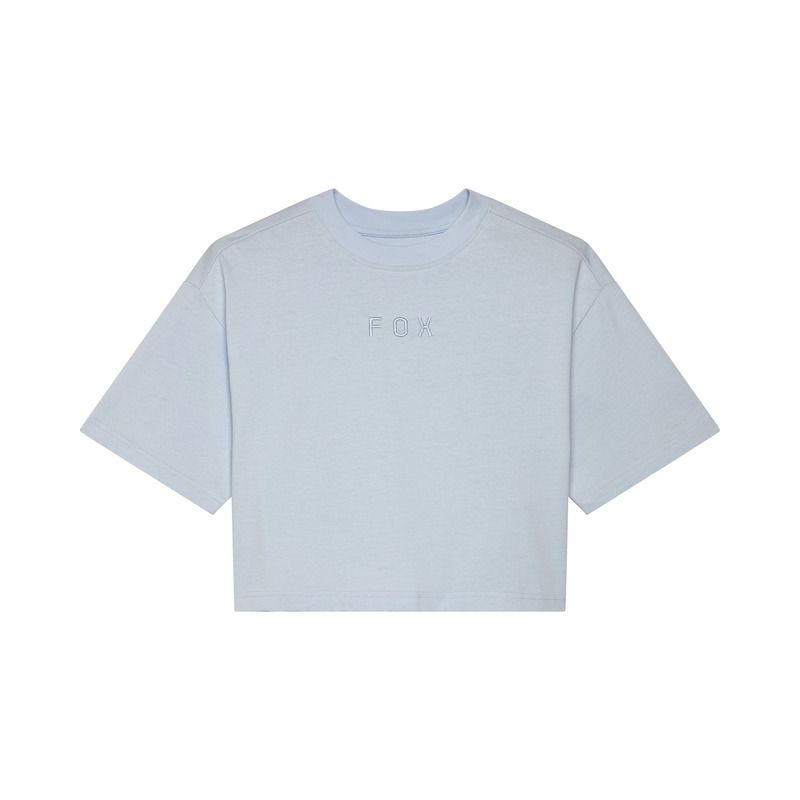 T-SHIRT DAMSKI FOX WORDMARK OS CROP PALE BLUE  ENDURO CROSS
