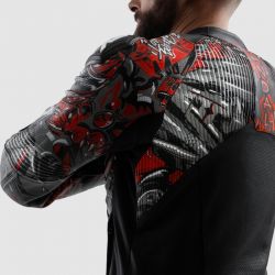 KURTKA MOTOCYKLOWA SKÓRZANA REBELHORN VANDAL 2 CRUZE BLACK DARK GREY RED 