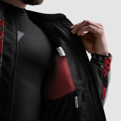 KURTKA MOTOCYKLOWA SKÓRZANA REBELHORN VANDAL 2 CRUZE BLACK DARK GREY RED 