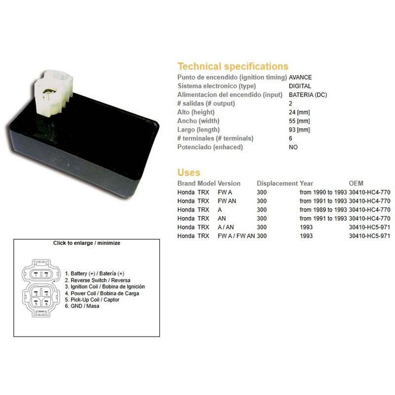 DZE MODUŁ ZAPŁONU CDI HONDA TRX 300 '89-'93 30410-HC4-77030410-HC5-971