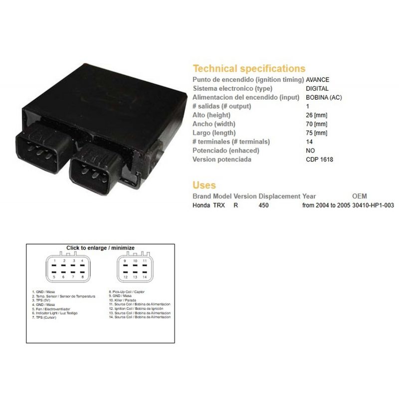 DZE MODUŁ ZAPŁONU CDI HONDA TRX 450R '04-'05 OEM-304110-HP1-003