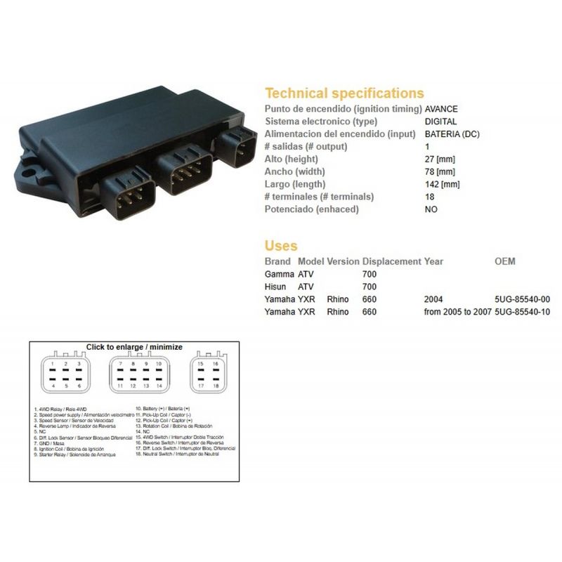 DZE MODUŁ ZAPŁONU CDI YAMAHA YXR 660 RHINO '04-'07 5UG-85540-00