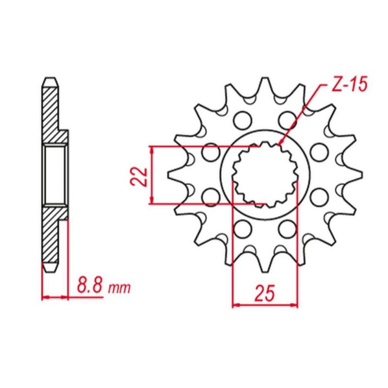 GROSSKOPF ZĘBATKA PRZEDNIA 1248 12 124812 BETA '12-'25, KTM '86-'25, HUSQVARNA '14-'25, HUSABERG '09-'14, GASGAS '20-'25, JTF190