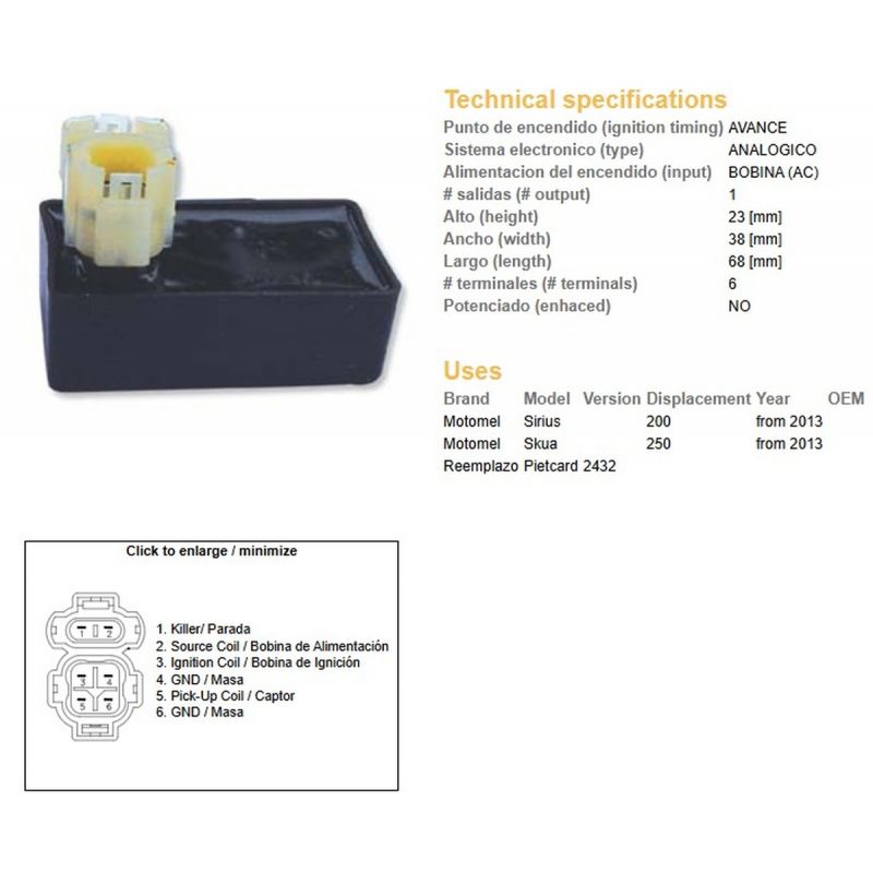DZE MODUŁ ZAPŁONU CDI MOTOMET SIRIUS 200/250 '13