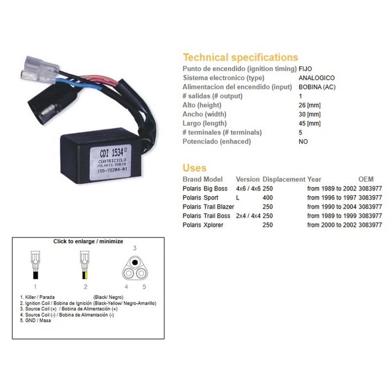 DZE MODUŁ ZAPŁONU CDI POLARIS 250 '89-'04, 400 SPORT '96-'97