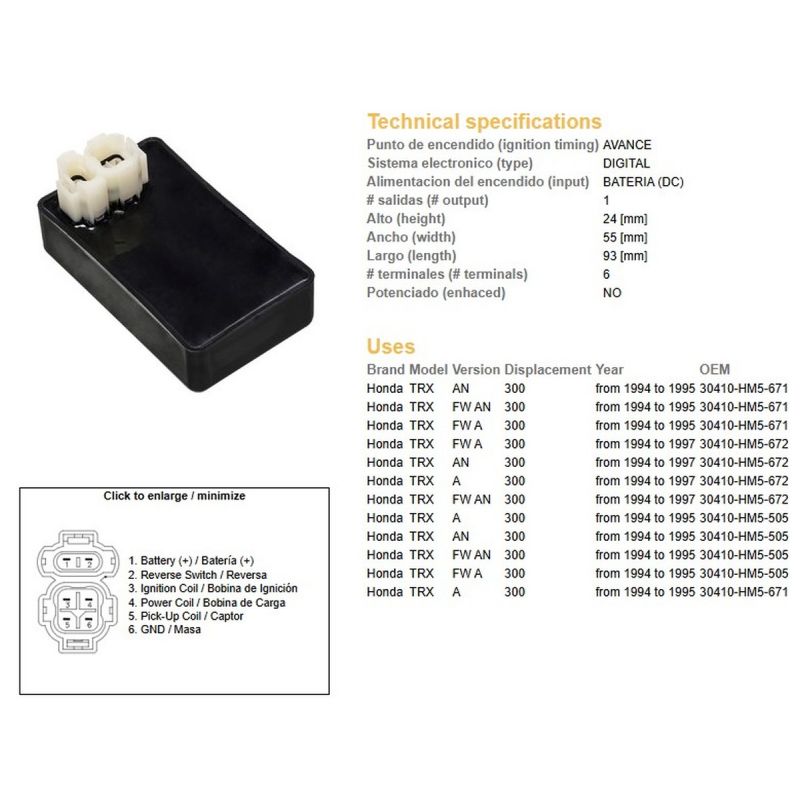 DZE MODUŁ ZAPŁONU CDI HONDA TRX 300A/FW/AN '94-'97