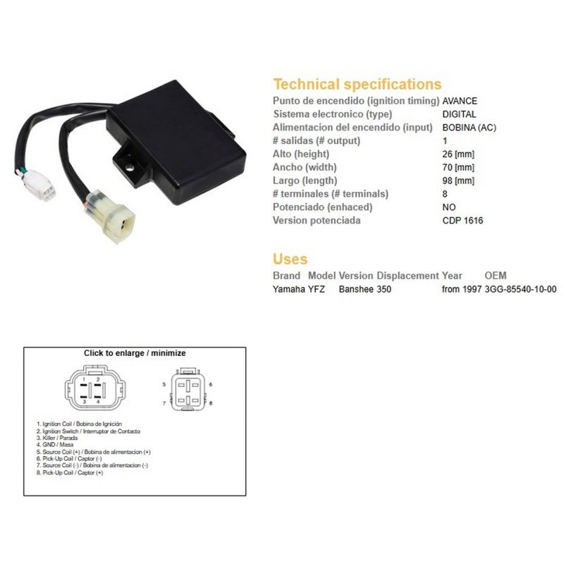 DZE MODUŁ ZAPŁONU CDI YAMAHA YFZ 350 BANSHEE '97 3GG-85540-10-00
