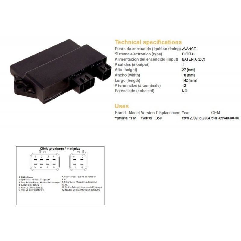 DZE MODUŁ ZAPŁONU CDI YAMAHA YFM 350 WARRIOR '02-'04 OEM-5NF-85540-00-00