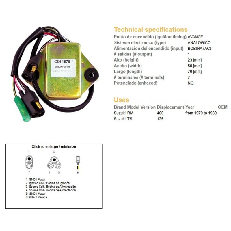 DZE MODUŁ ZAPŁONU CDI SUZUKI TS 125 RM 400 '79-'80