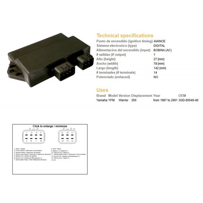 DZE MODUŁ ZAPŁONU CDI YAMAHA YFM 350 WARRIOR '97-'01 3GD-85540-40