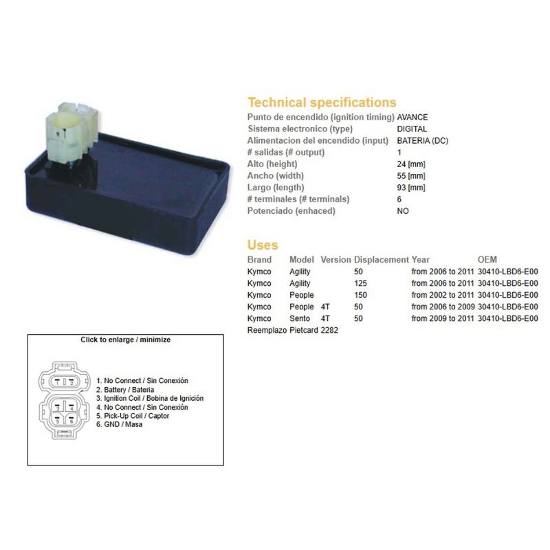 DZE MODUŁ ZAPŁONU CDI KYMCO AGILITY 50/125 '06-'11 PEOPLE 50/150 '06-'11
