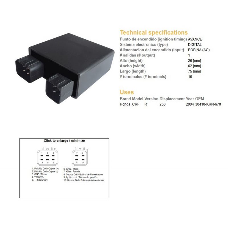 DZE MODUŁ ZAPŁONU CDI HONDA CRF 250R '04 30410-KRN-670