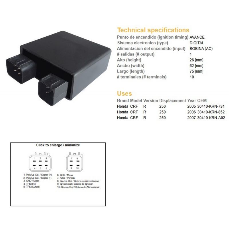 DZE MODUŁ ZAPŁONU CDI HONDA CRF 250R '05-'07 30410-KRN-731 30410-KRN-852 30410-KRN-A02