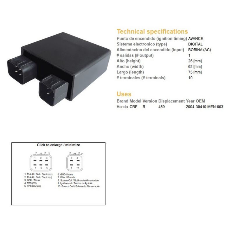 DZE MODUŁ ZAPŁONU CDI HONDA CRF 450R '04 30410-MEN-003