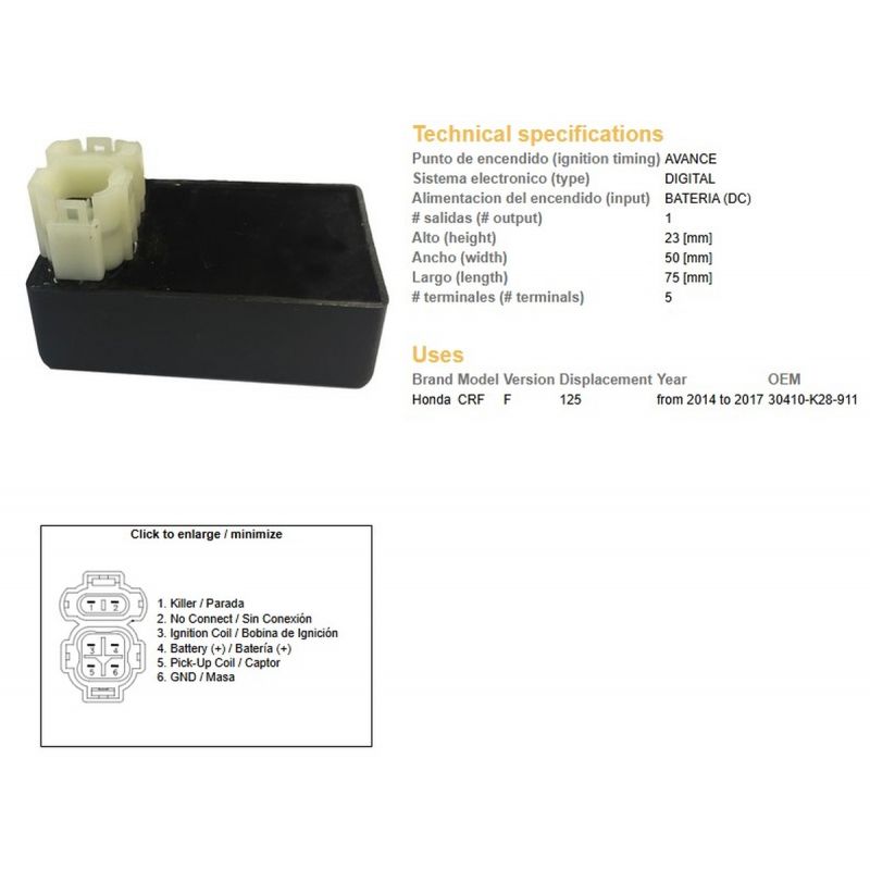 DZE MODUŁ ZAPŁONU CDI HONDA CRF 125F '14-'17