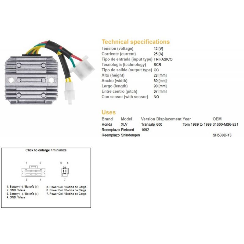 DZE REGULATOR NAPIĘCIA HONDA XL 600V TRANSALP '89-'99 SH 538D-13 ESR640 RGU-144