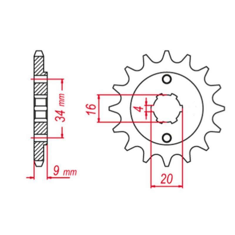 GROSSKOPF WYPRZEDAŻ ZĘBATKA PRZEDNIA 2062 14 YAMAHA YFS200 BLASTER '88-'06 +1, TT-R230 '05-'20 +1, DT200 L '85 +1, HYOSUNG GT 25