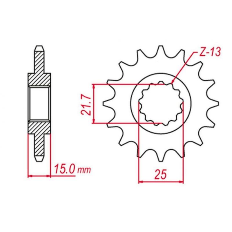 GROSSKOPF WYPRZEDAŻ ZĘBATKA PRZEDNIA 2084 15 KTM 50 EXC '96-'03, 85 SX '07-'22, 105 SX '07-'10, HUSQVARNA 85 TC '14-'21, JTF1907