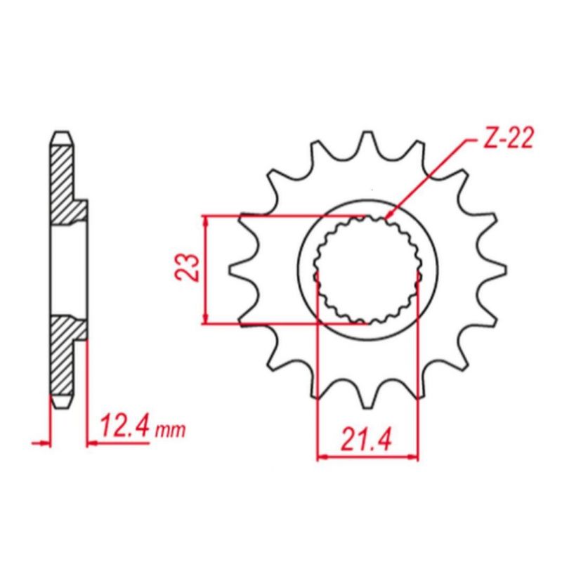 GROSSKOPF WYPRZEDAŻ ZĘBATKA PRZEDNIA 2149 15 YAMAHA XG 250 TRICKER '05-'07, XT 250 '08-'21, YBR250 '07-'11 JTF1594.15