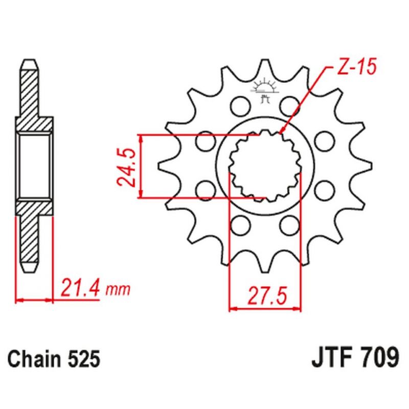 JT ZĘBATKA PRZEDNIA 2150 16 Z GUMĄ APRILIA 750 DORSODURO/ABS '07-'16, SHIVER/GT/ABS '07-'16, 1200 DORSODURO/ABS '11-'16 215016JT