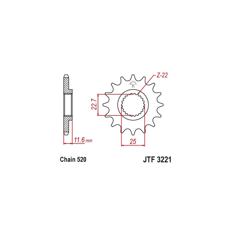 JT ZĘBATKA PRZEDNIA 2180 11 POLARIS 250/300/325/400/500 218011JT ŁAŃC. 520
