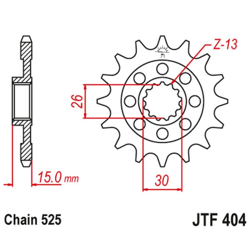 JT ZĘBATKA PRZEDNIA 2198 17 BMW S1000RR '09-'19 Z GUMĄ 219817JTRB ŁAŃC. 525