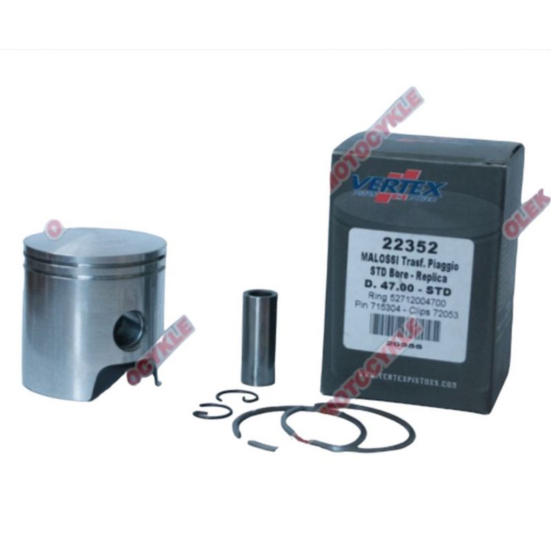 VERTEX TŁOK MALOSSI PIAGGIO, GILERA 47,40MM+0,40 SWORZEŃ 12MM PIERŚCIENIE 52712004740 X 2