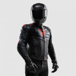 KURTKA MOTOCYKLOWA SKÓRZANA REBELHORN VANDAL 2 BLACK GREY FLUO RED 