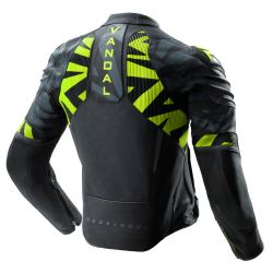 KURTKA MOTOCYKLOWA SKÓRZANA REBELHORN VANDAL 2 BLACK GREY FLUO YELLOW 