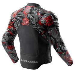 KURTKA MOTOCYKLOWA SKÓRZANA REBELHORN VANDAL 2 CRUZE BLACK DARK GREY RED 