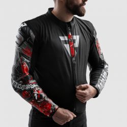 KURTKA MOTOCYKLOWA SKÓRZANA REBELHORN VANDAL 2 CRUZE BLACK DARK GREY RED 