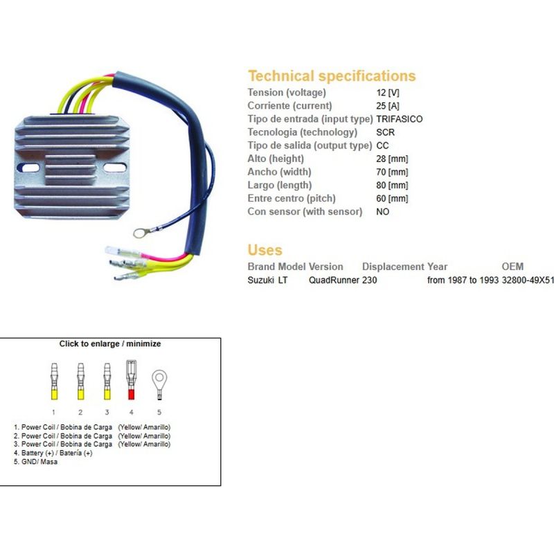 DZE REGULATOR NAPIĘCIA SUZUKI LT 230 QUAD RUNNER '87-93 32800-49X51
