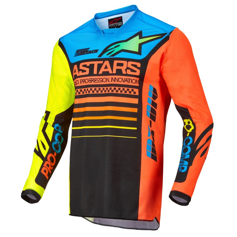 BLUZA ALPINESTARS RACER COMPASS JUNIOR BLACK/FLUO YELLOW/CORAL 