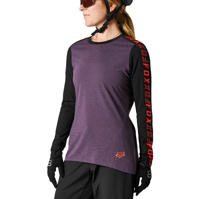 KOSZULKA ROWEROWA FOX LADY Z DŁUGIM RĘKAWEM RANGER DR BLACK/PURPLE  ENDURO CROSS