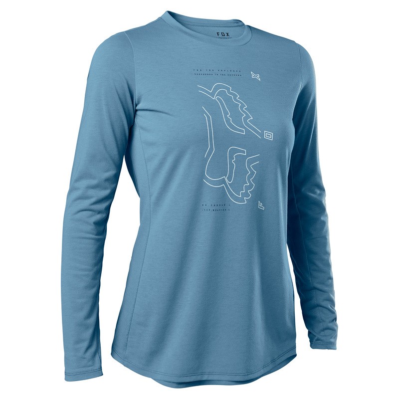 KOSZULKA ROWEROWA Z DŁUGIM RĘKAWEM FOX LADY RANGER DR DUSTY BLUE  ENDURO CROSS