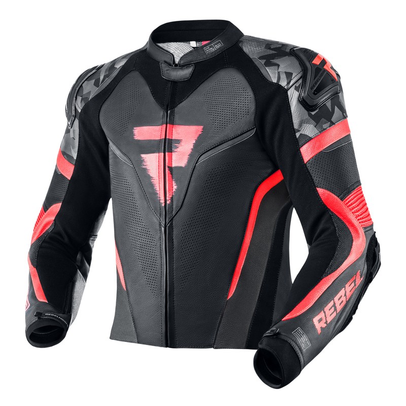 KURTKA SKÓRZANA REBELHORN REBEL BLACK/FLO RED 