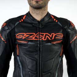 KURTKA SKÓRZANA OZONE RS600 BLACK/FLO RED 46
