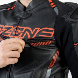 KURTKA SKÓRZANA OZONE RS600 BLACK/FLO RED 46