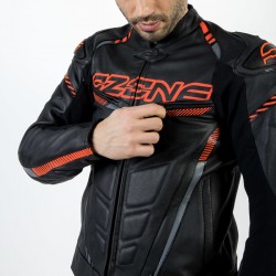 KURTKA SKÓRZANA OZONE RS600 BLACK/FLO RED 46