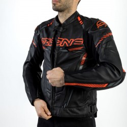 KURTKA SKÓRZANA OZONE RS600 BLACK/FLO RED 46