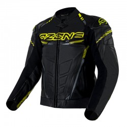KURTKA SKÓRZANA OZONE RS600 BLACK/FLO YELLOW 46