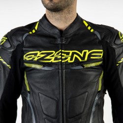 KURTKA SKÓRZANA OZONE RS600 BLACK/FLO YELLOW 46