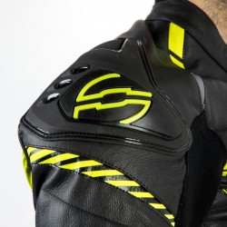 KURTKA SKÓRZANA OZONE RS600 BLACK/FLO YELLOW 46