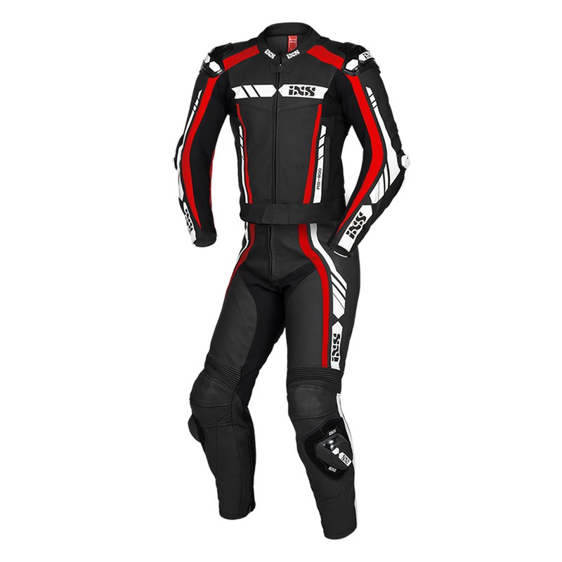 KOMBINEZON SKÓRZANY 2 CZ. IXS RS-800 BLACK/RED/WHITE LONG 