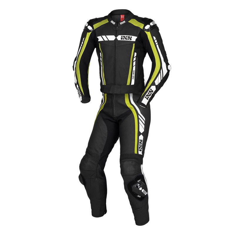 KOMBINEZON SKÓRZANY 2 CZ. IXS RS-800 BLACK/YELLOW/WHITE LONG 