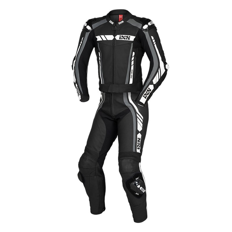 KOMBINEZON SKÓRZANY 2 CZ. IXS RS-800 BLACK/GREY/WHITE SHORT 