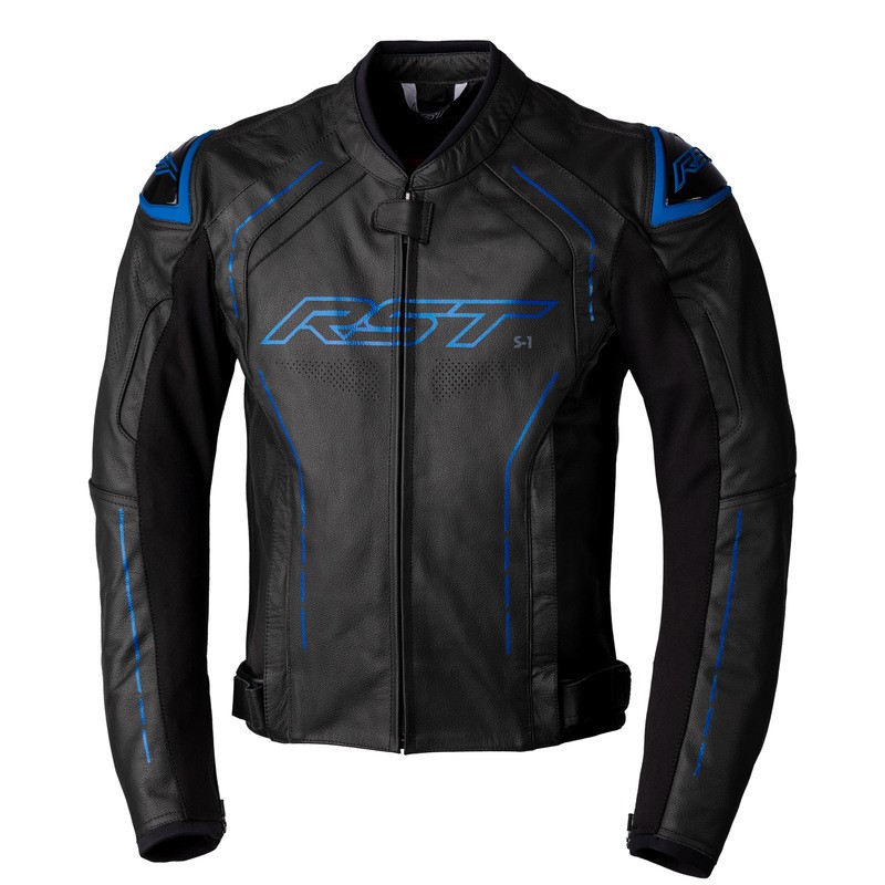 KURTKA SKÓRZANA RST S1 CE BLACK/GREY/NEON BLUE  (2977)