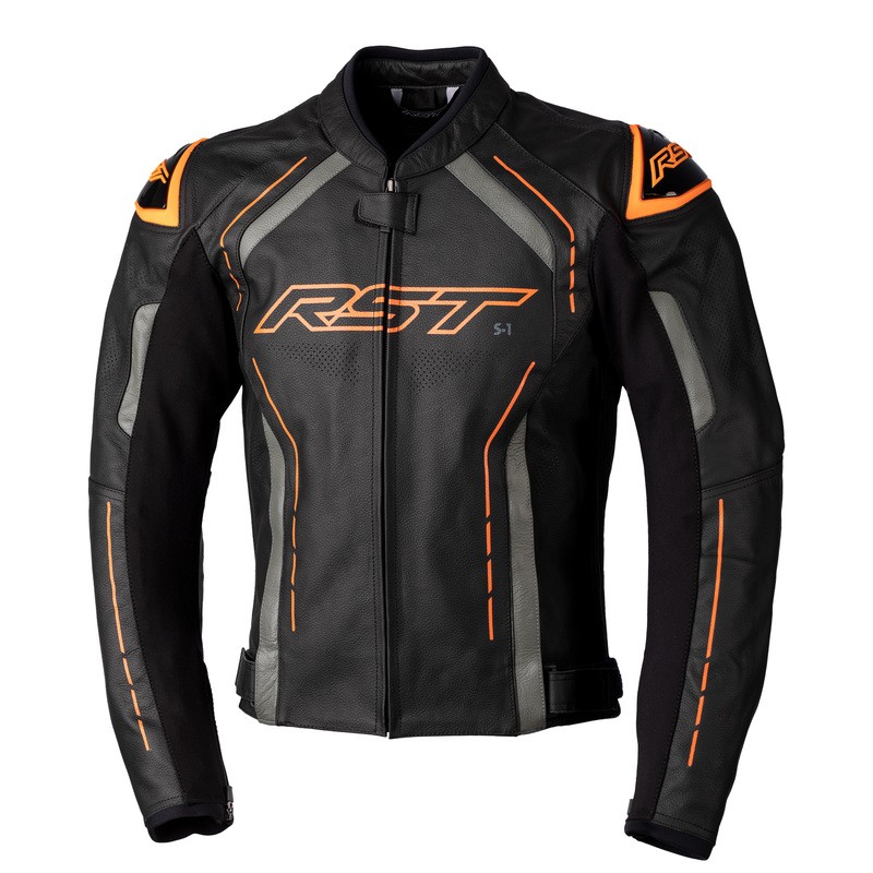 KURTKA SKÓRZANA RST S1 CE BLACK/GREY/NEON ORANGE  (2977)
