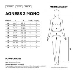 JEANSY MOTOCYKLOWE DAMSKIE REBELHORN AGNESS 2 WASHED BLUE MONOLAYER 24/30